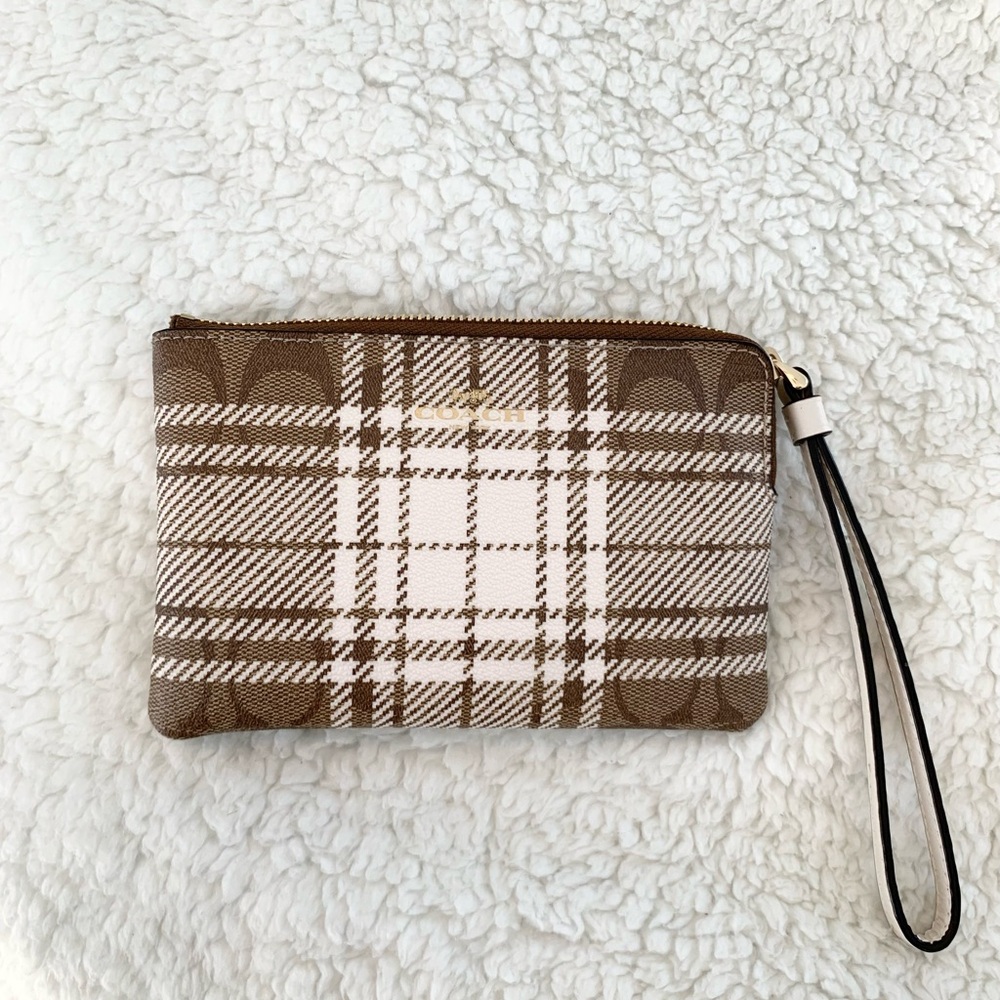 Coach Signature Plaid Wristlet